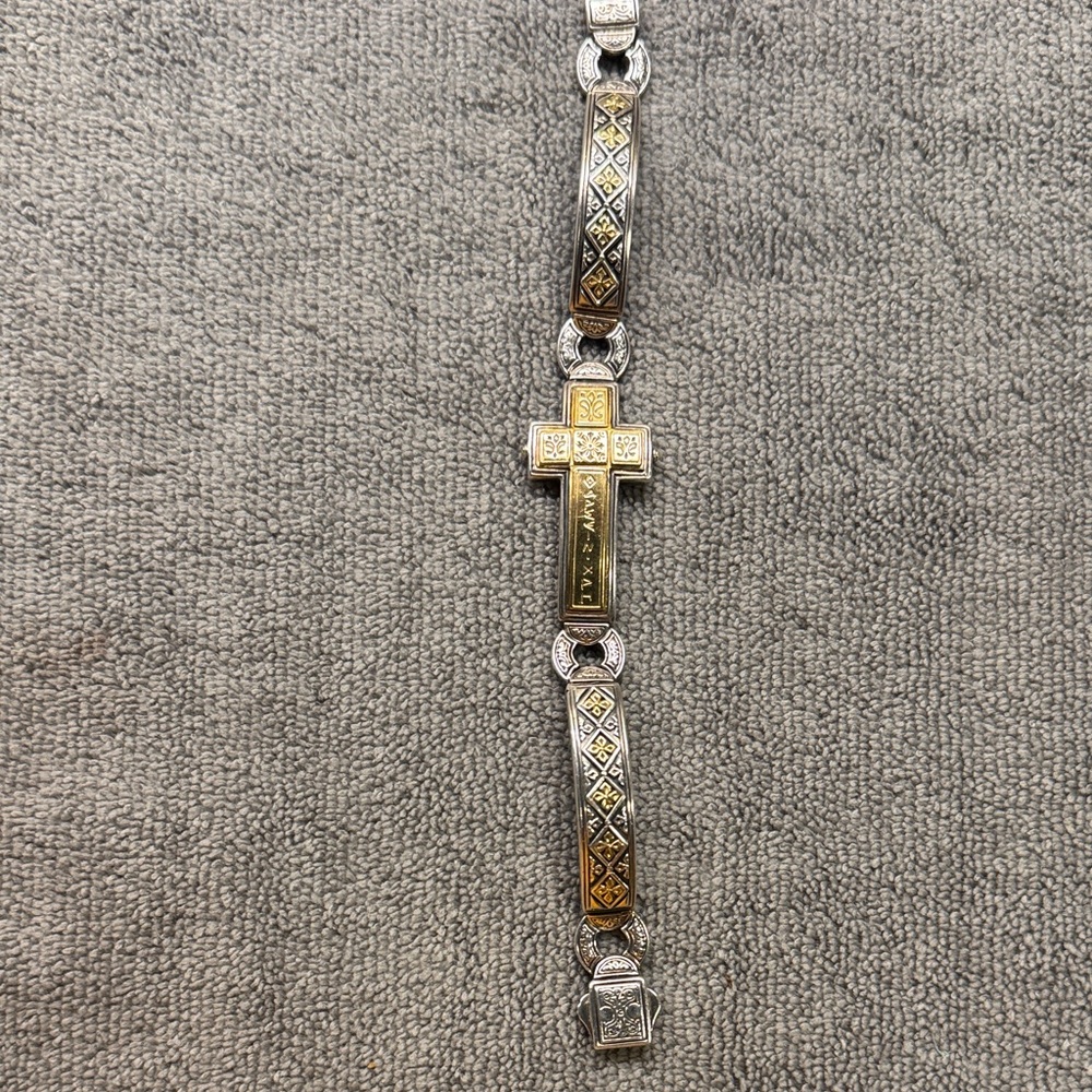 Konstantino Two-Tone Gold and Silver Cross Link Bracelet